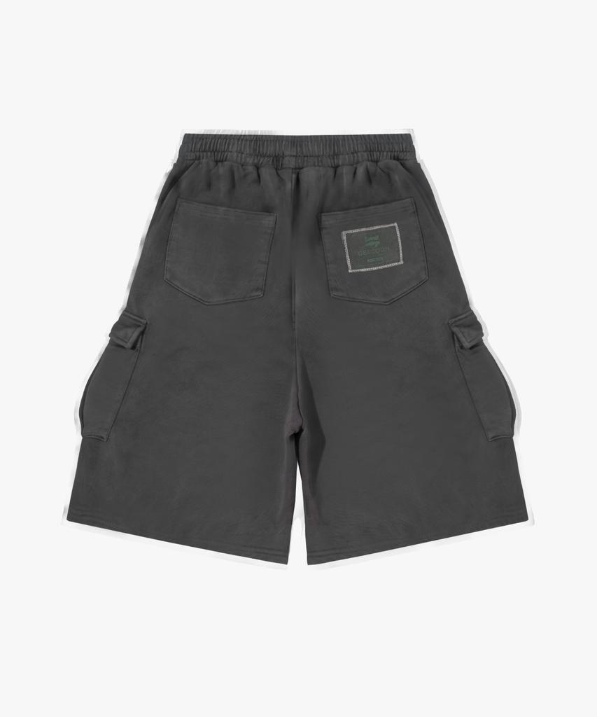 Jikun Pigment Terry Wide Cargo Shorts Gee265-304 Charcoal