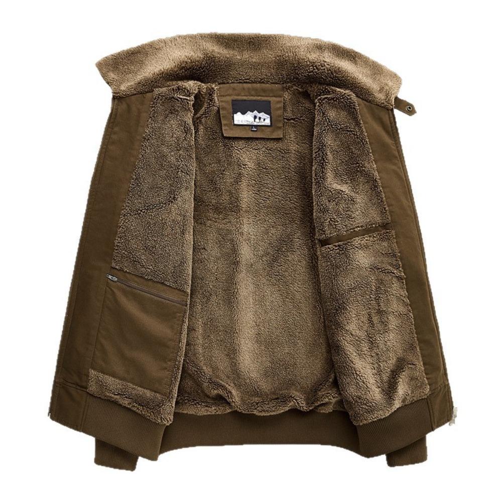 Men Cotton Jacket 2025 Retro Versatile Lamb Fleece Thickened Anti Cold Warm Collar Coat Outdoor Casual Winter Wear Cotton Jacket