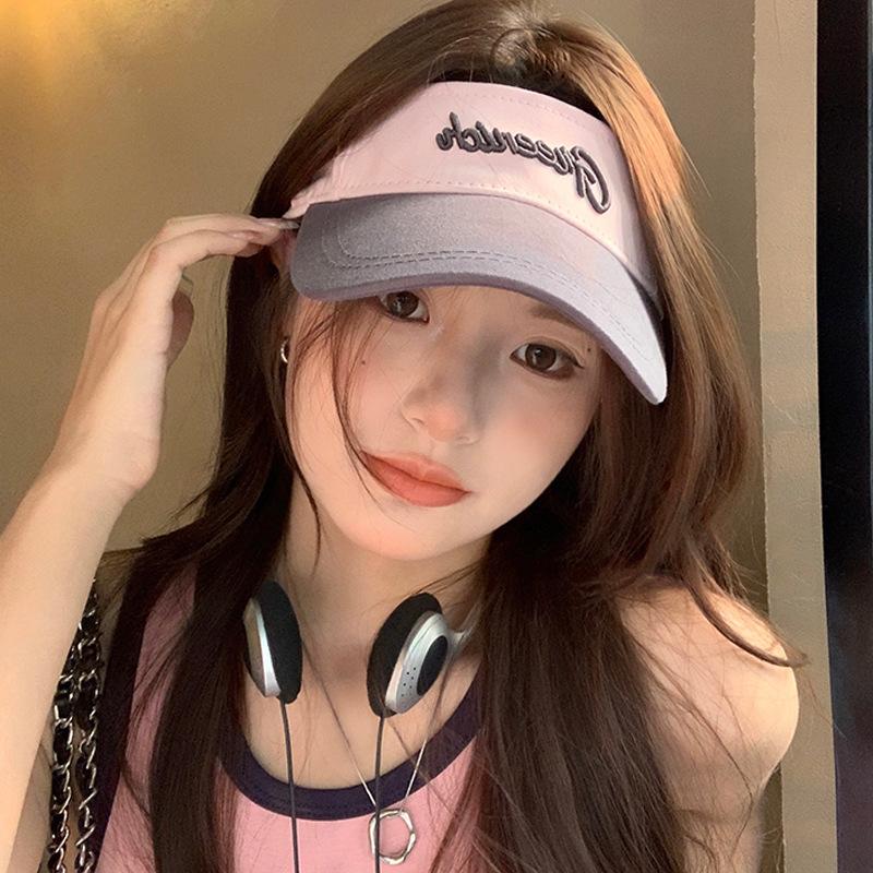 New letter color matching sun protection empty top hat women's summer outdoor UV protection sun hat sports cap