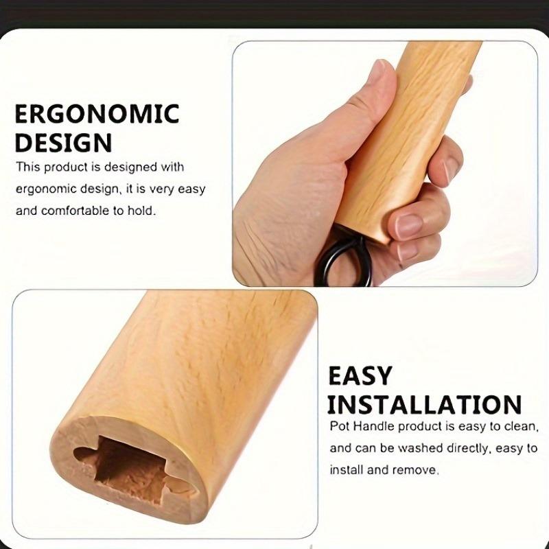 1pc Wooden Handle Pot Pot Handle Handle Replacement Parts Removable Wok Pan Pan Cookware Khaki