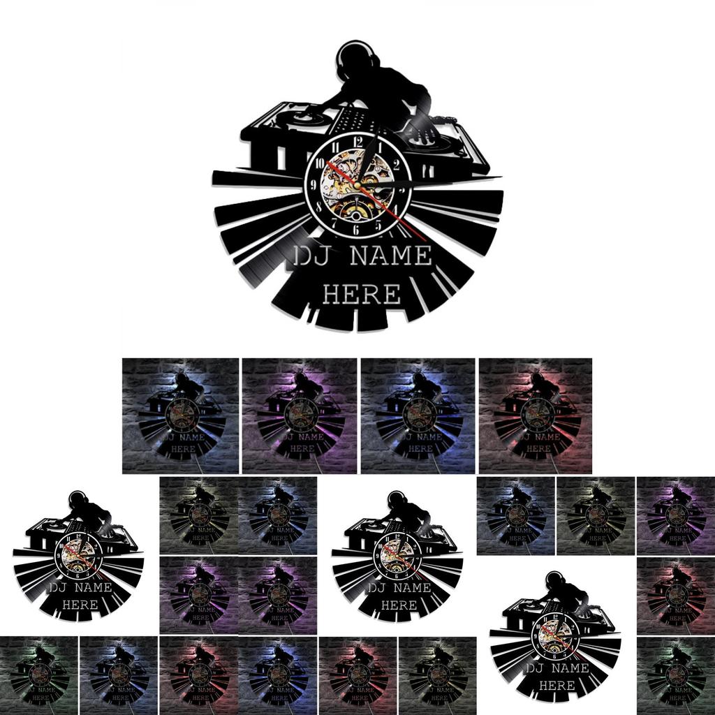 Vintage Vinyl Record Wall Clock With Led Light Backlight Handmade 3d Hollow Geometric Design