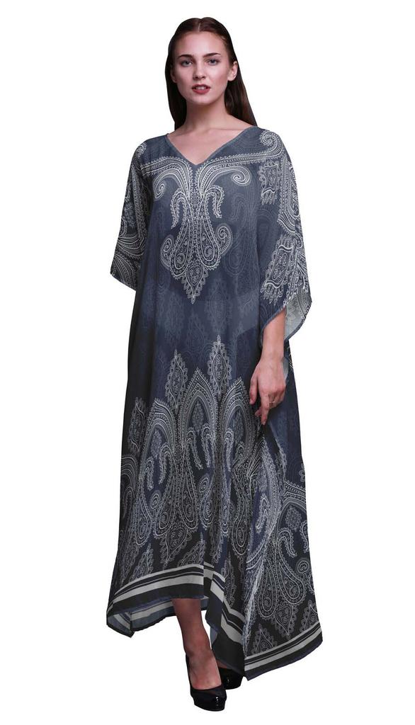 Phagun Floral & Paisley Ladies Plus Size Kaftan Summer Wear Beach Coverup Kimono