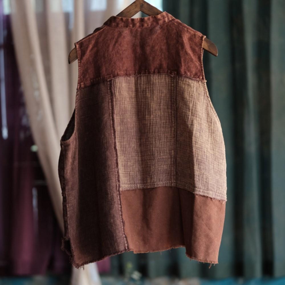 Johnature Women Vintage Coats Spring Chinese Style Patchwork Button Stand Loose Female Coats One Size