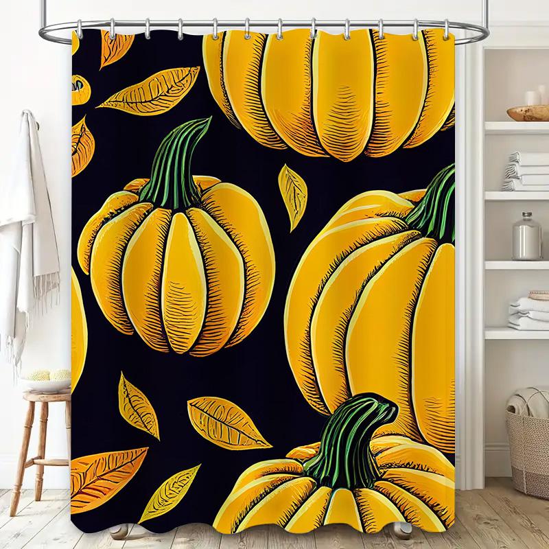 Tuniu Pumpkin Pattern Shower Curtain Halloween Fall Decor Cute Graphic Design Home Decor