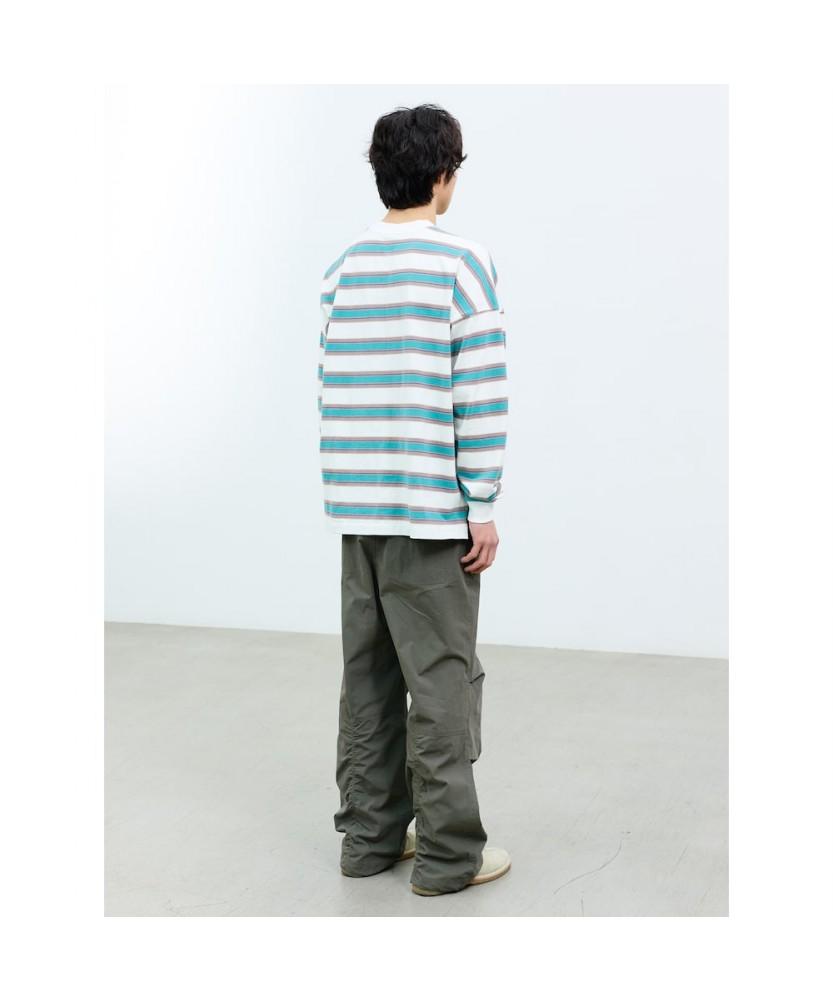 Saendeusaundeu (Unisex) Striped Long Sleeve T-Shirt Ivory
