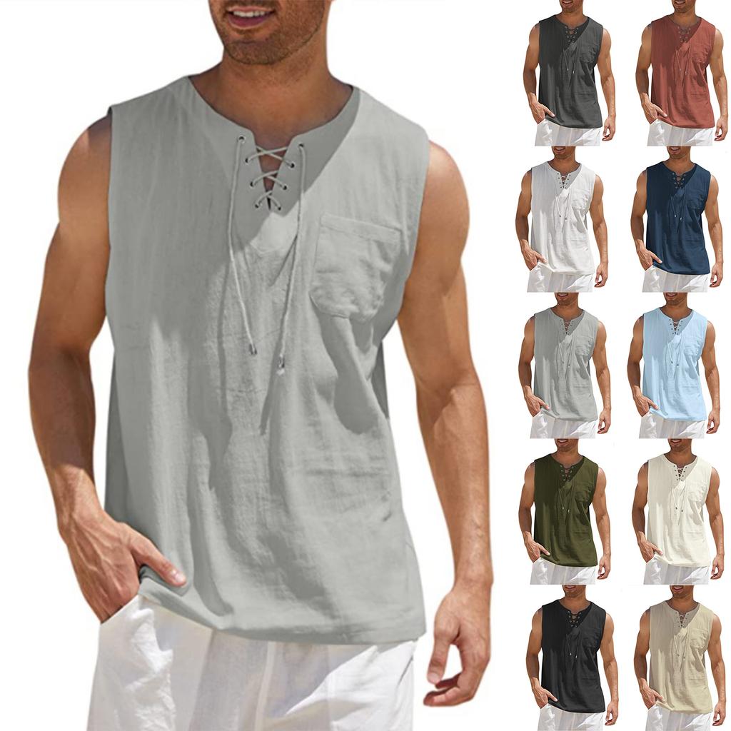 Camisa sin mangas informal a la moda para hombre