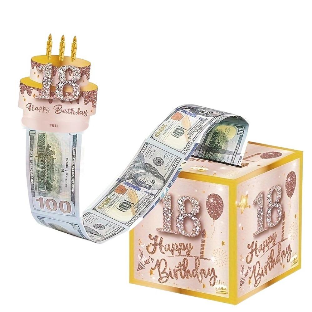 16th/18th Birthday Pull-Out Money Gift Box with Card Money Bouquet Money Roll Gift Box Gift Surprise Party
