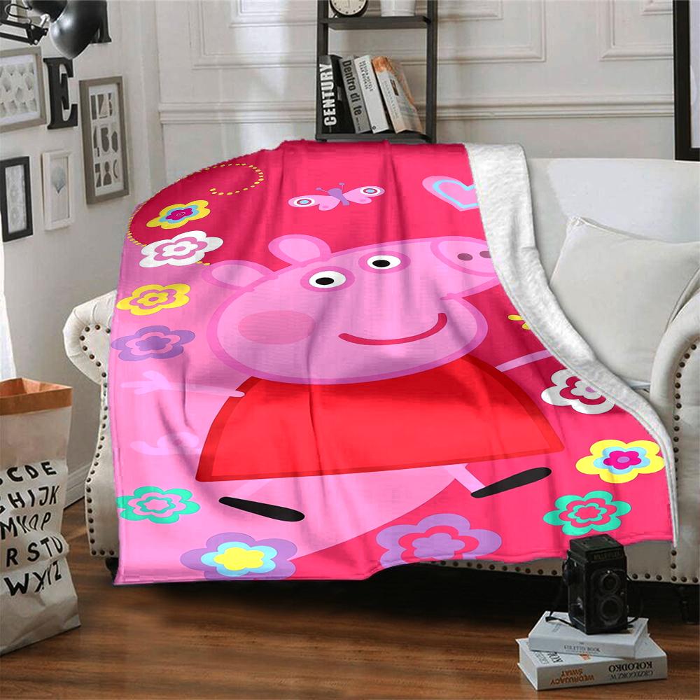 1Pc Peppa Pig Ice Cream Party Blanket For Couch Bed Plush Cozy Fuzzy Blanket Super Soft Warm Blankets For Fall And Winter 0918106