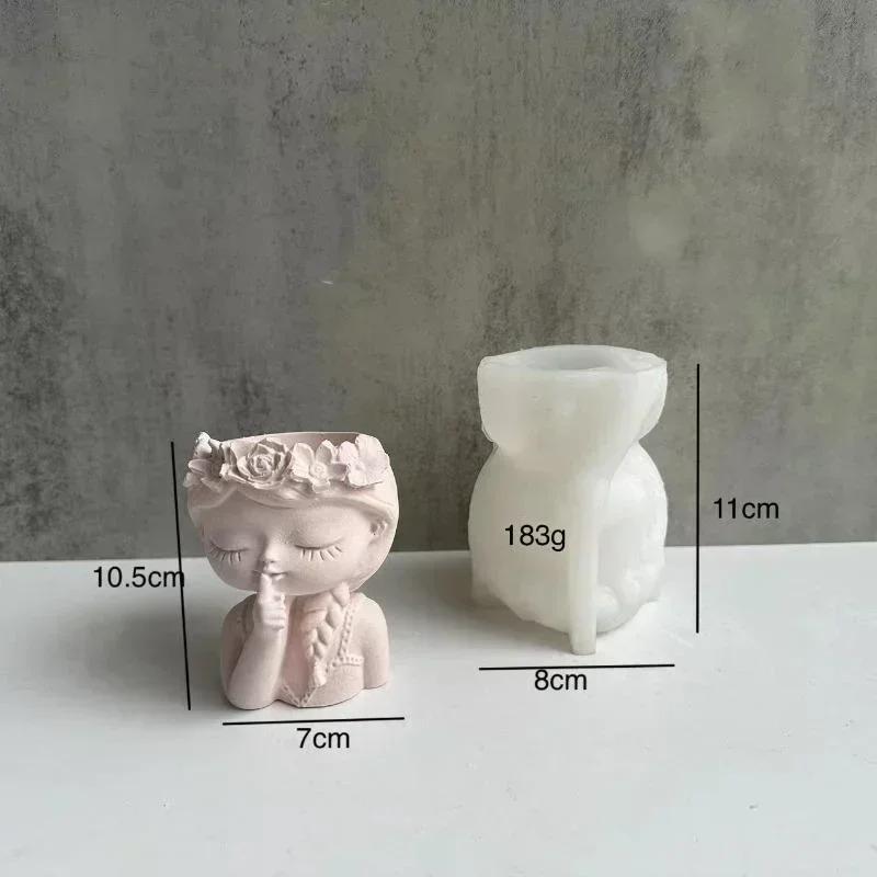 1 Pcs Diy Creative Handmade Molds Girl Doll Shaped Flower Pot Silicone Mold Cute Succulent Potted Gypsum Cement Mold Vase Mold