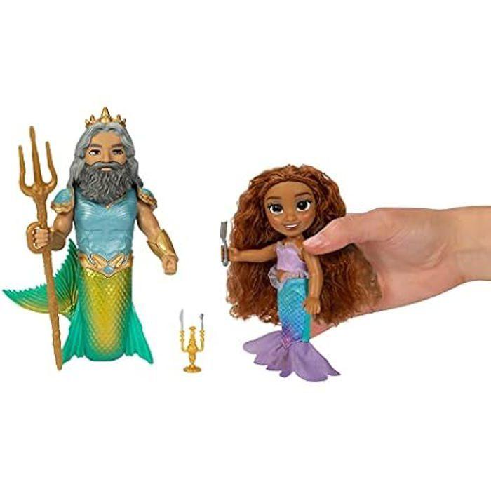 Coffret 2 poupées disney la petite sirène - ariel et triton avec accessoires