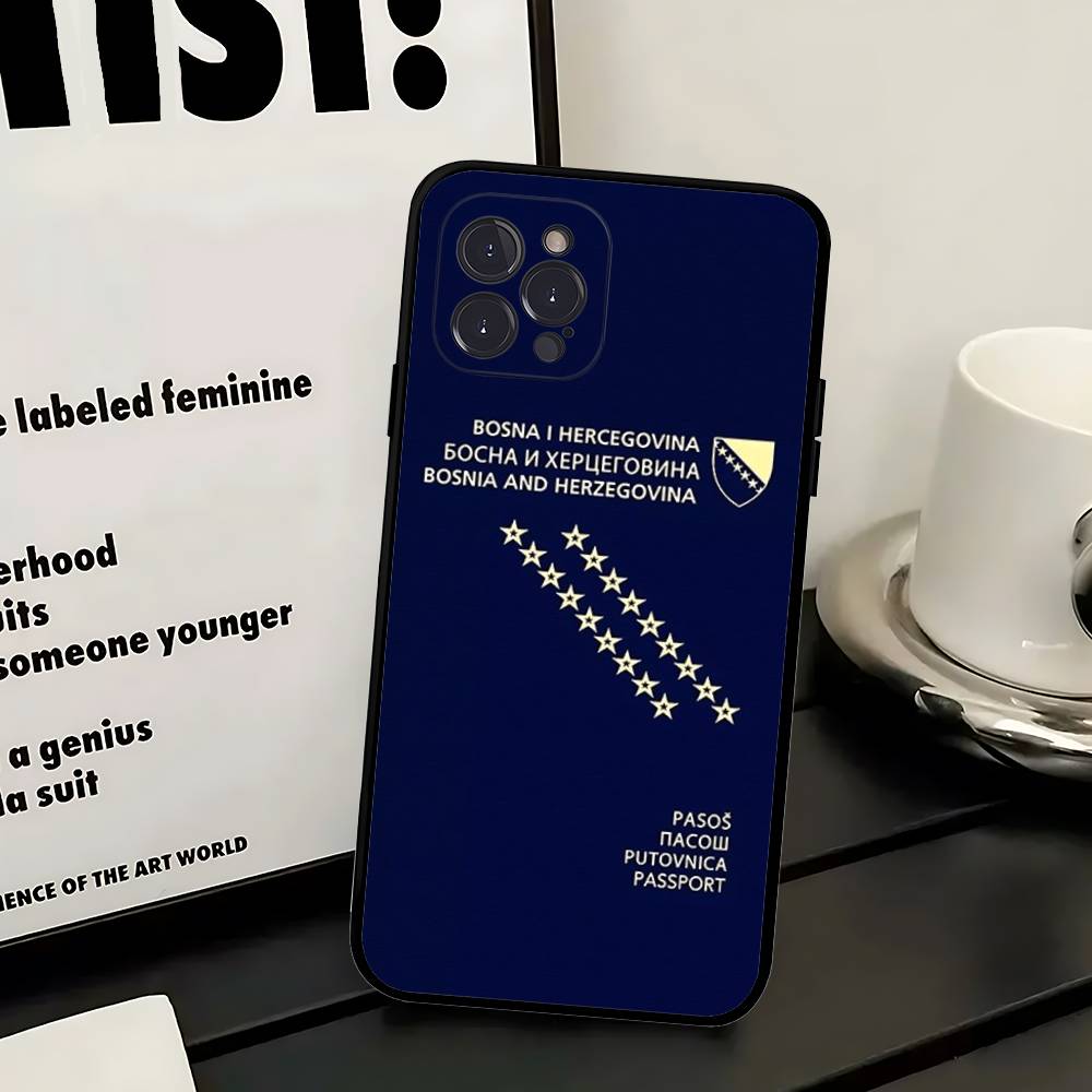 Bosnia And Herzegovina Passport Phone Case For Iphone 16 15 17 13 14 12 11 Pro Max Plus Black Shell Cover Case