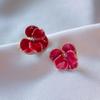 Rhinestone Flower Stud Earrings Luxury Five Petals Earrings Fashion 3D Petal Flower  Earrings  Gift