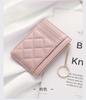 1pcs Soft sheepskin short wallet, small fragrance style diamond grid ultra-thin leather zipper mini change bag for women