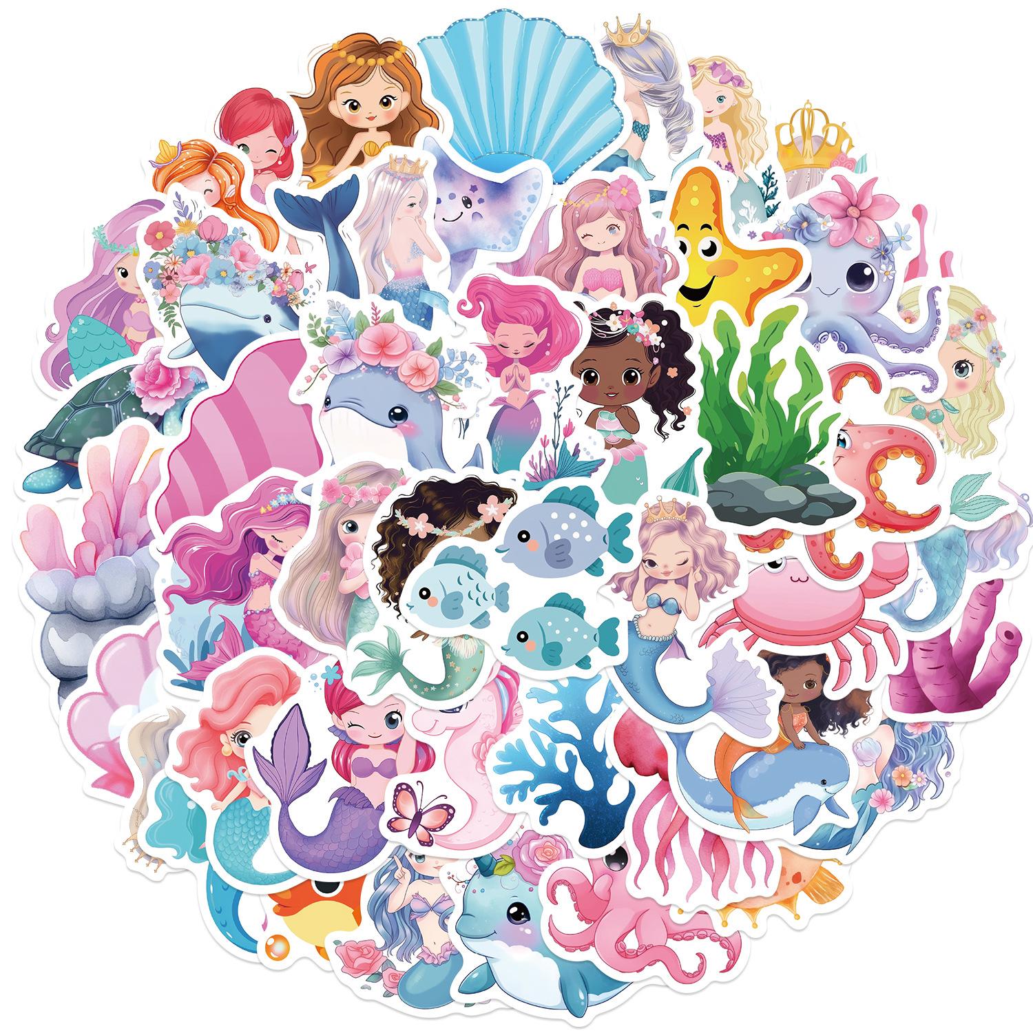 

50 Little Mermaid Graffiti Stickers Guitar Laptop Suitcase DIY Waterproof Stickers