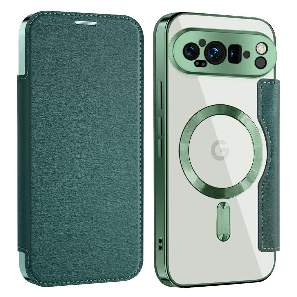For Google Pixel 9 Pro XL Case Compatible with MagSafe RFID Blocking Card Holder Leather Phone Cover