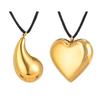 Stainless Steel Hollow Heart Droplet Adjustable Necklace 18K Gold Jewelry Nc-2152