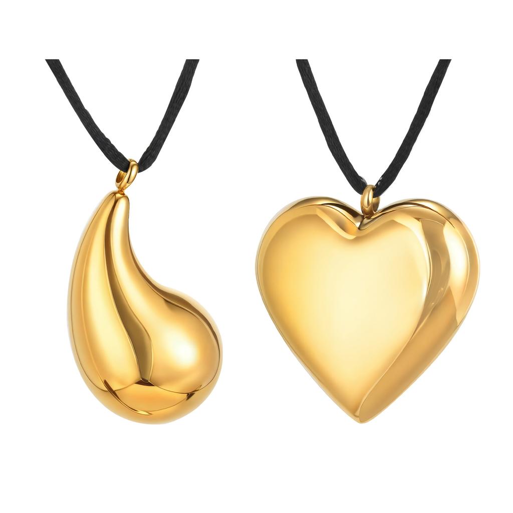 Stainless Steel Hollow Heart Droplet Adjustable Necklace 18K Gold Jewelry Nc-2152