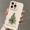Creative Merry Christmas Tree Print Case for iPhone 16 15 14 11 13 12 Pro Max Cover iPhone 16E 7 8 Plus SE Winter Pattern Shockproof Soft Phone Cover