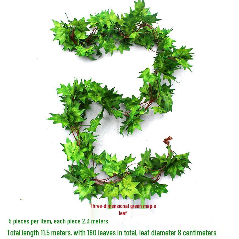 Efeutute Weinblätter Künstliche Deckenranke mit Rattan und Grünem Laub