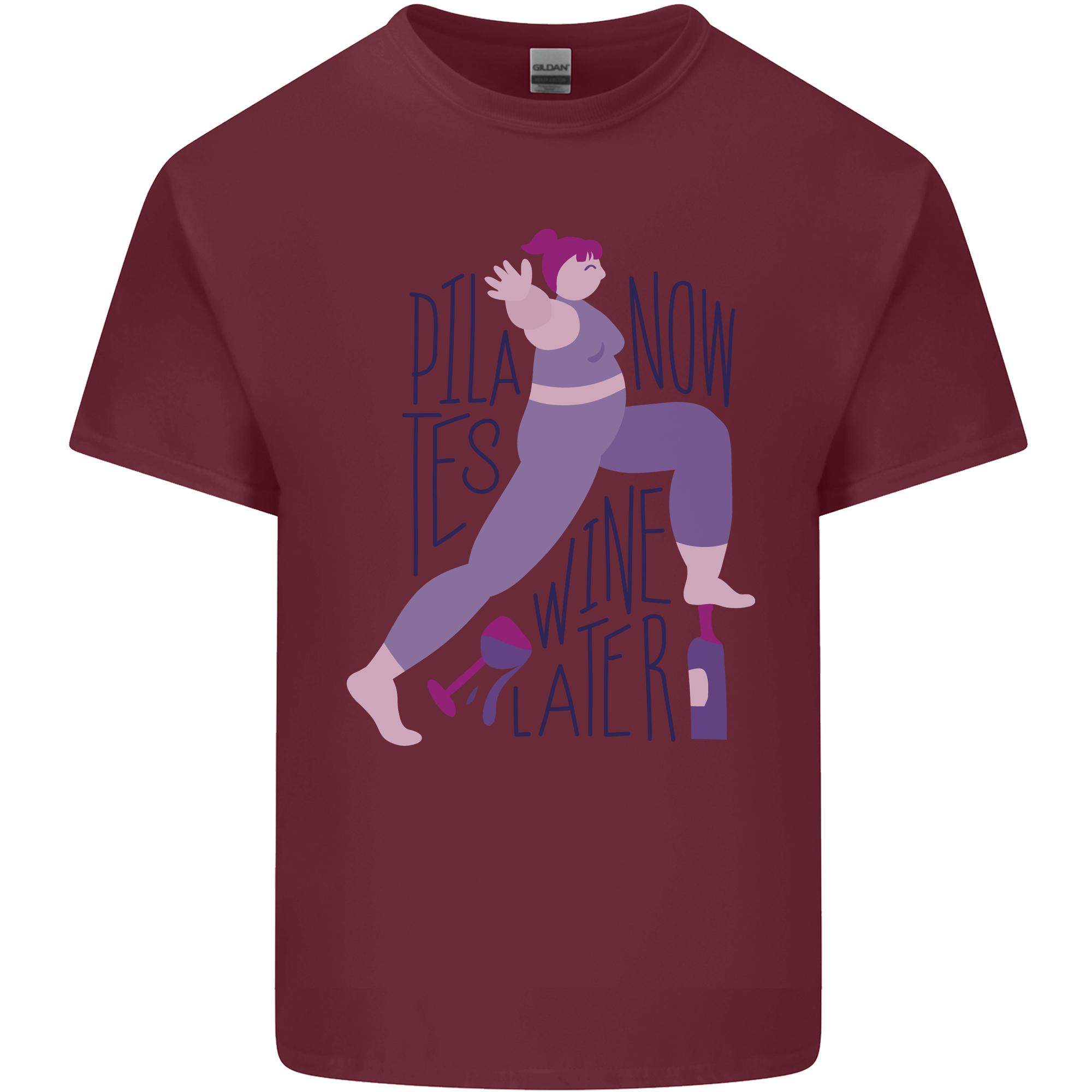 Yoga Pilates Now Wine Later Funny Alcohol Unisexs Light Cotton TShirt S