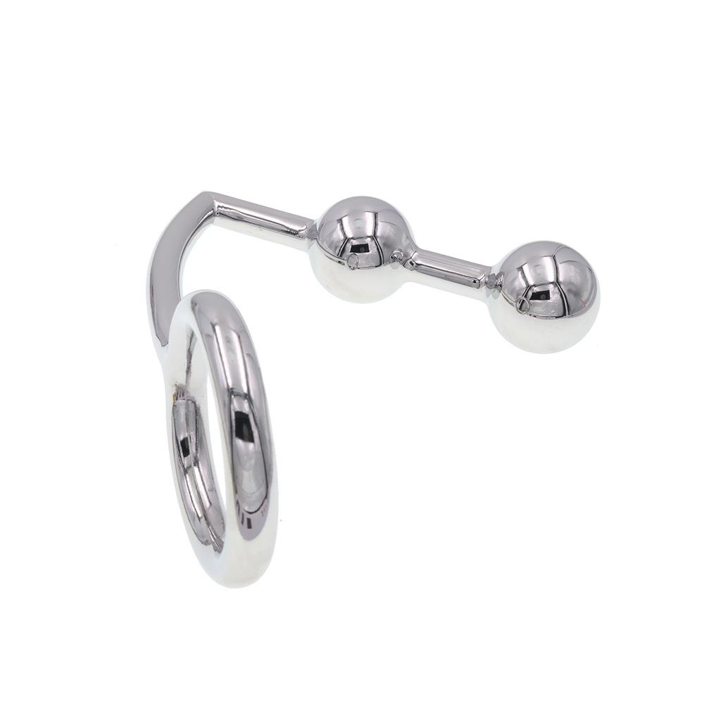 Stainless Steel Double Ball Anal Hook Penis Ring Penis Chrysanthemum Ball Male Anal Beads Adult Products Sex Tools