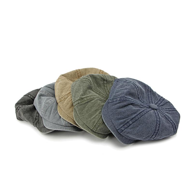 Denim Osmihranný klobouk pánský Britský baret Duck Tongue Painter Hat Retro Newsboy Hat