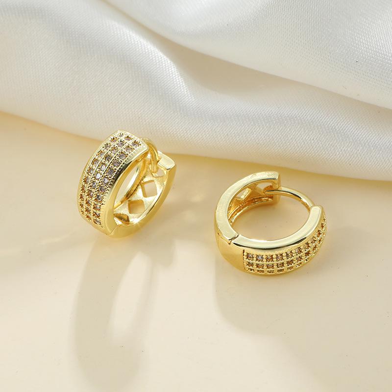 Huazi Style Zircon Stud Earrings for Women - Gold-Plated, Non-Fading Luxury Jewelry