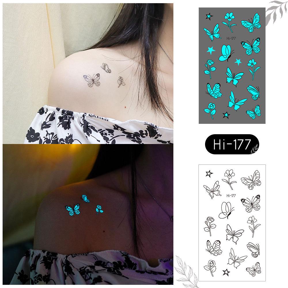 Ricalon Blue Luminous Love Couple Finger Tattoo Stickers