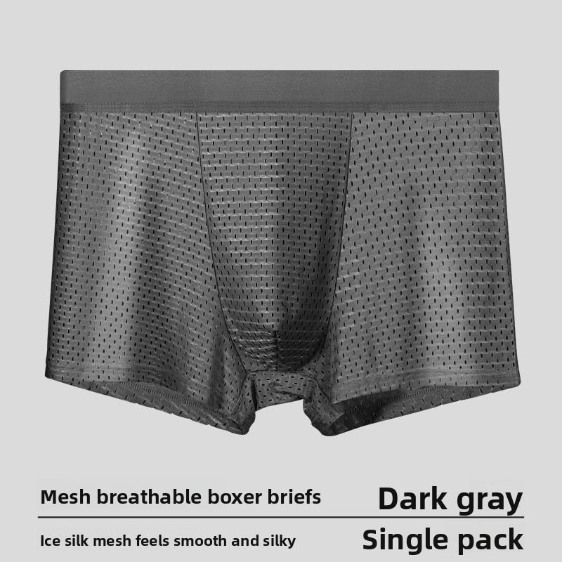 Men's Spring and Summer New Net Hole Ice Silk Breathable Graphene Antibacterial Boxer Briefs