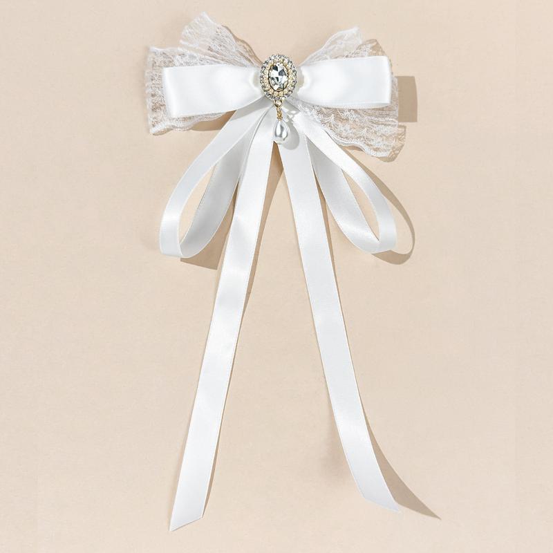 New Black Bow Tie Shirt Collar Pins Crystal Bowknot Ribbon Brooches For Women Wedding Party Necktie Accessories