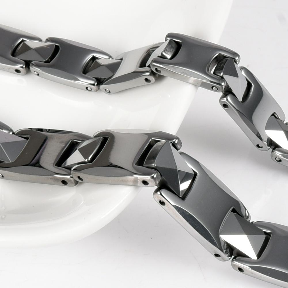 Vinterly Tungsten Carbide Bracelets Men Scratch-proof 10mm Wide Chain Link Jewelry Waterproof Silver-color Metal Shiny Polished