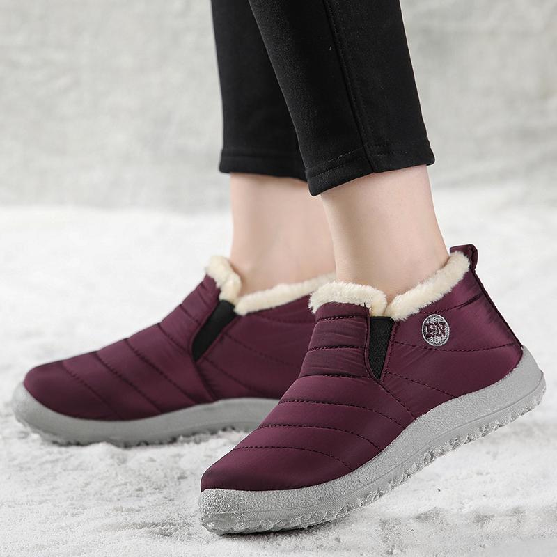 Snow Boots Woman Fashion Shoes Women Slip On Woman Shoes Flat Couple Waterproof Ankle Boots Black Winter Girls Boots Botas Mujer