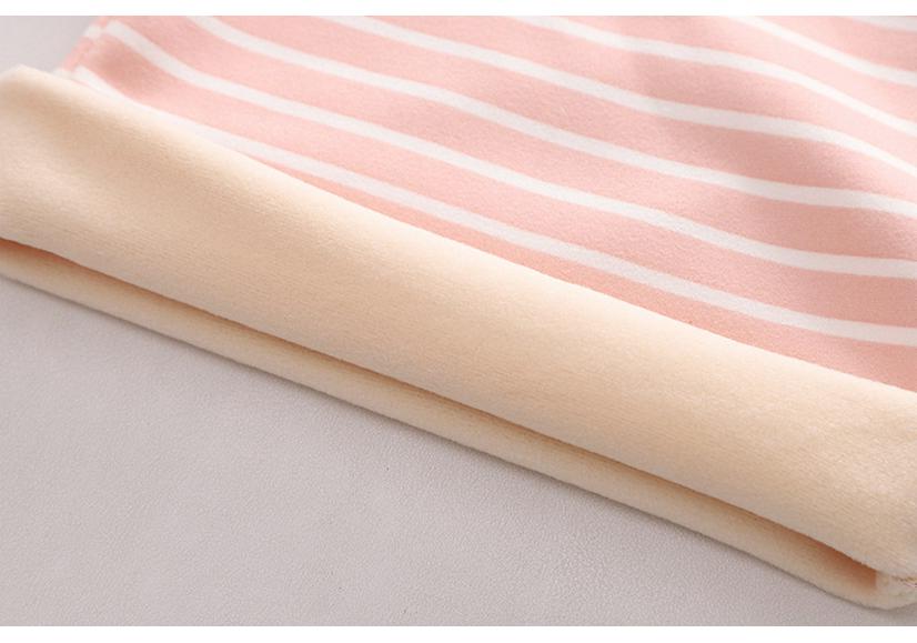 Children's Warm Striped High-Waist Underwear Set for Spring and Autumn - Plus Velvet for Babies, Toddlers, and Kids