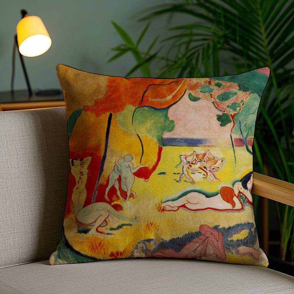 H-Henri M-Matisse Painting Pillow Case Home Dorm Chair Back Short Plush Double-sided Printing Office Nap Time Cushion Cover