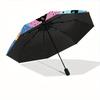 1pc Colorful Cats Pattern Automatic Open/Close Umbrella, Umbrella with cartoon Design, Portable Compact Umbrella for Men & Women, Good Holid
