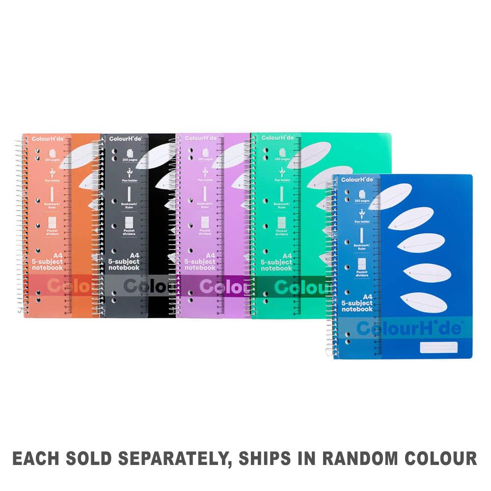 Colourhide 5 Subject Notebook A4 Assorted 250 Pages