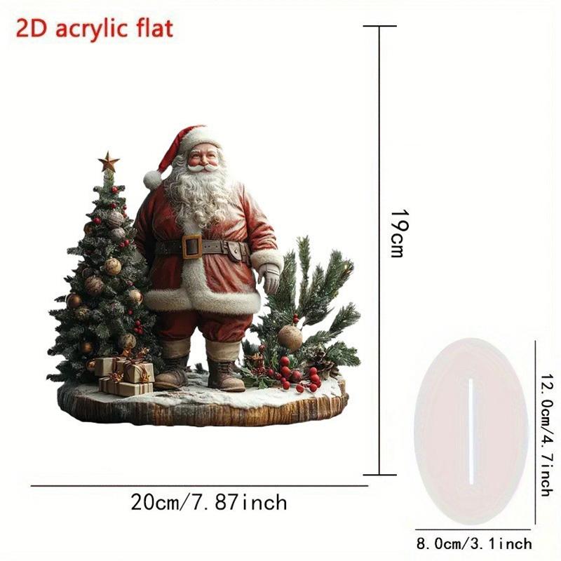 Christmas Xmas Tree Desktop Ornament Santa Claus Reindeer Sled Tabletop Decoration With Base 2D Acrylic Navidad Party Supplies