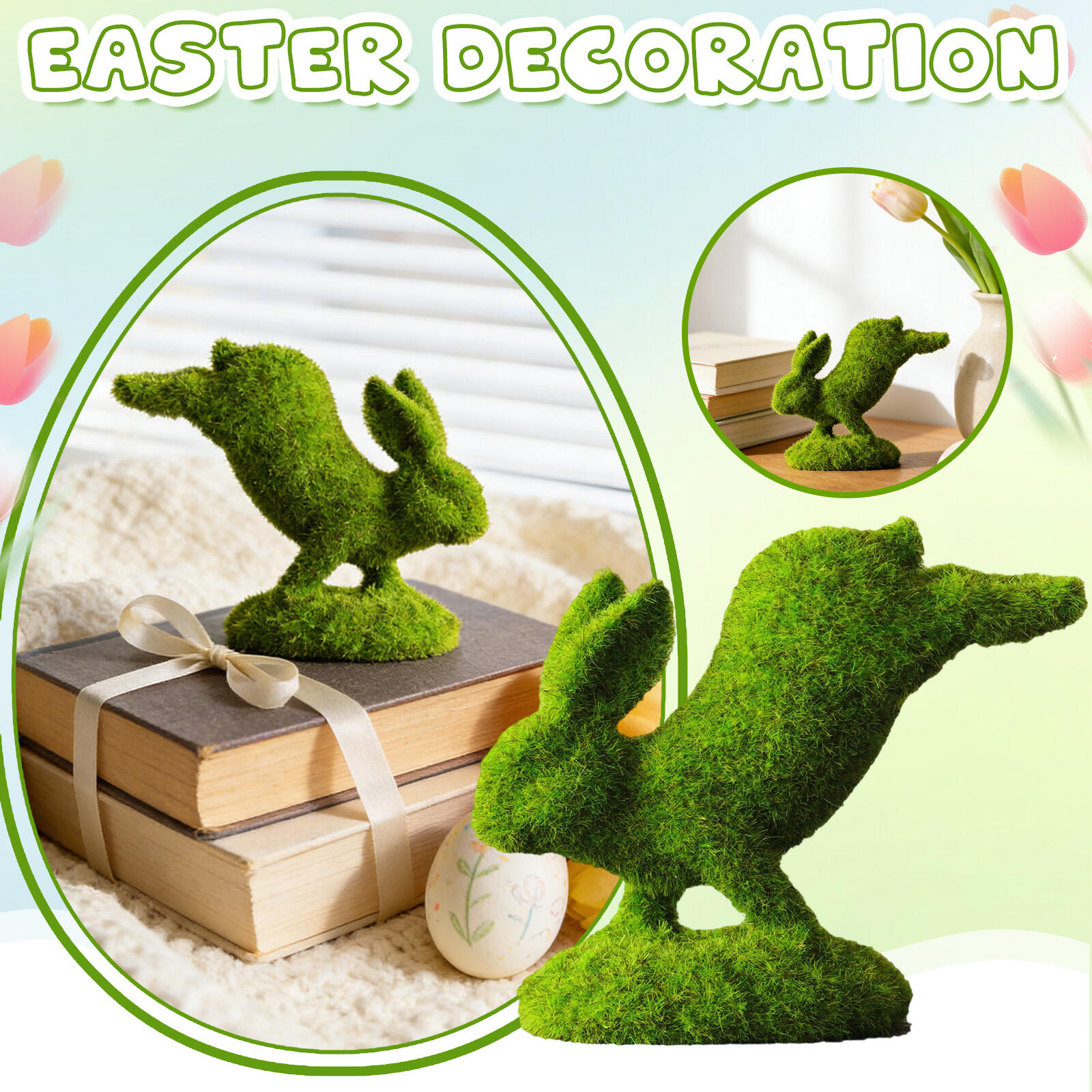 

Resin Plush Figurine, Home Garden Courtyard Decorative Item, Grassland Outdoor Display, Window Shooting Easter Figurine one size белый