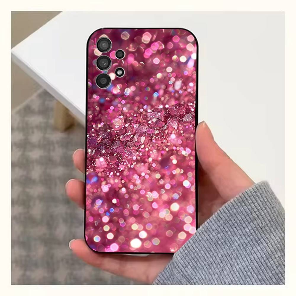 Dazzling Pink Glitter Case For Samsung S21,S20,S10,Plus,S9,S22,S25,Ultra,S24,S23,FE,Lite,Soft Silicone Black