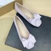 Fashion Flat Shoes for Women 2025 Spring and Autumn New Shallow Bow Square Toe Work Shoes Flat Large Size Women's Shoes Loafers