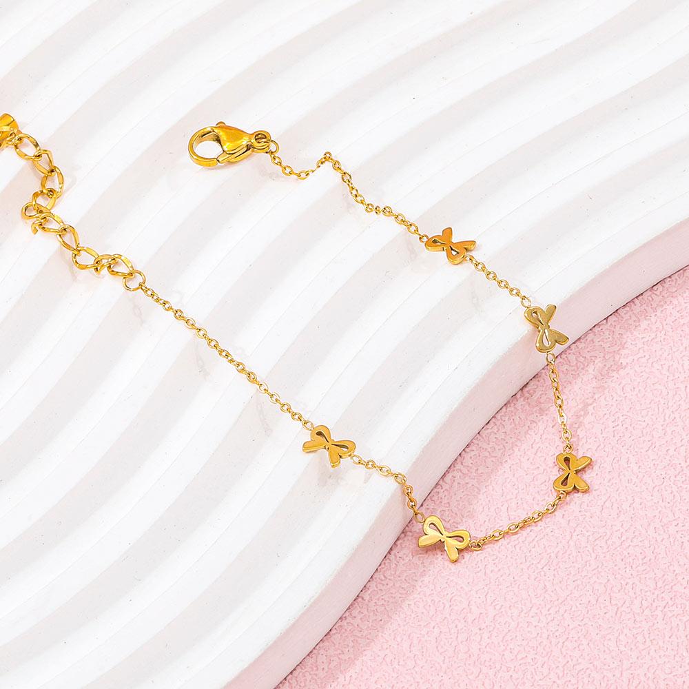 High End Gold Plated Stainless Steel 5 Bowknot Bracelet for Women  Jewelry