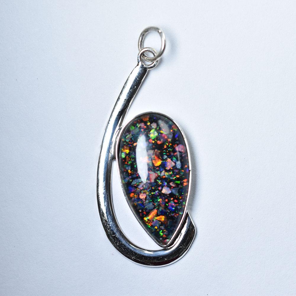 Natural Opal Pendant 925 Sterling Silver 29.50 ct Pear Cut for Her October Birthday Birthstone