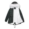 Winter Women's White Fur Collar Parka Mid Length Hooded Warm Fleece Solid Color Long Sleeve Casual Chic Coat M-4XL