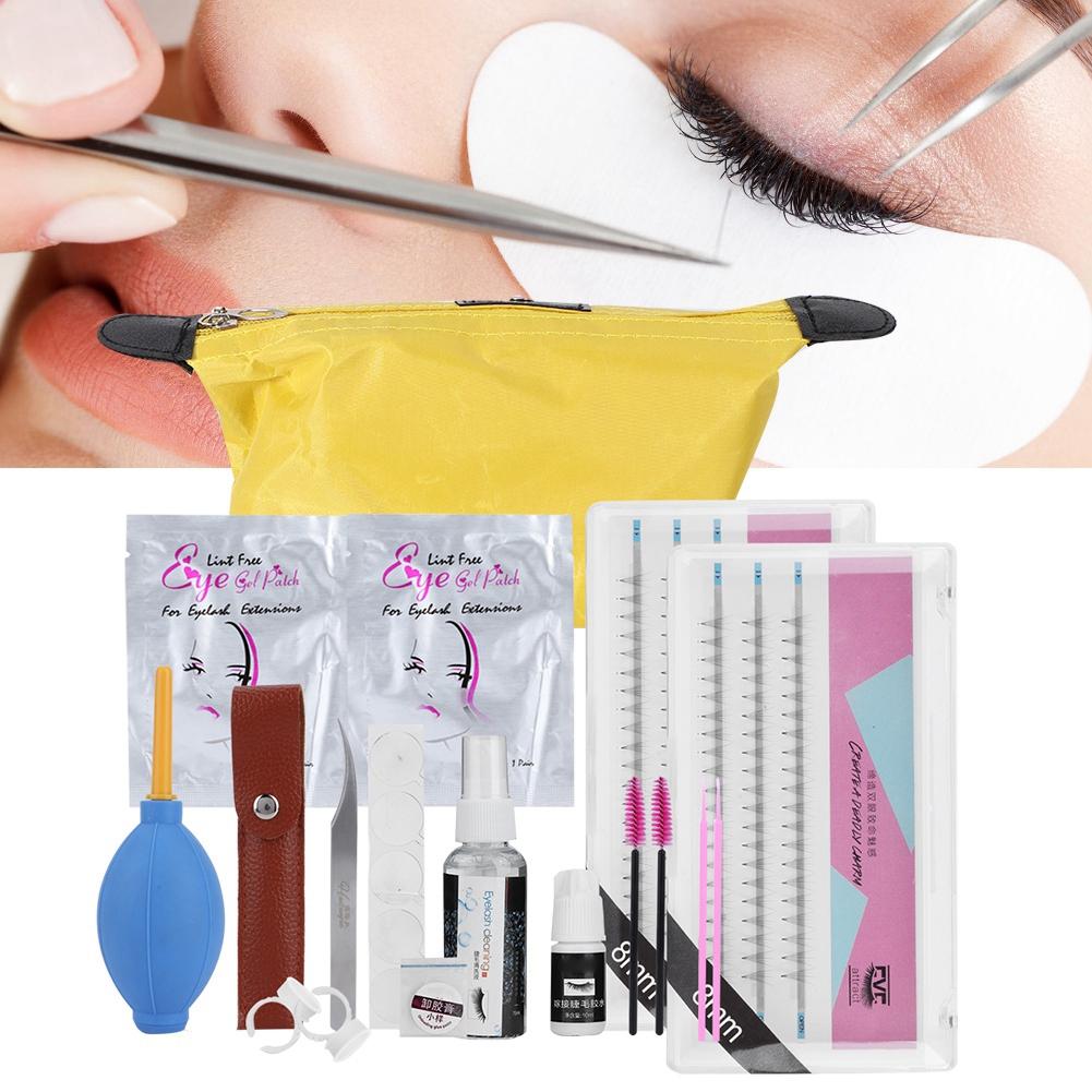 Eyelashes Grafting Tool Set Eyelash Extension Glue Tweezer False Eyelash Kit (8mm+8mm)