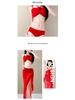 [Hot Rose] 2025 Trendy Red Split Bikini for Women - Celebrity Style Holiday Swimwear