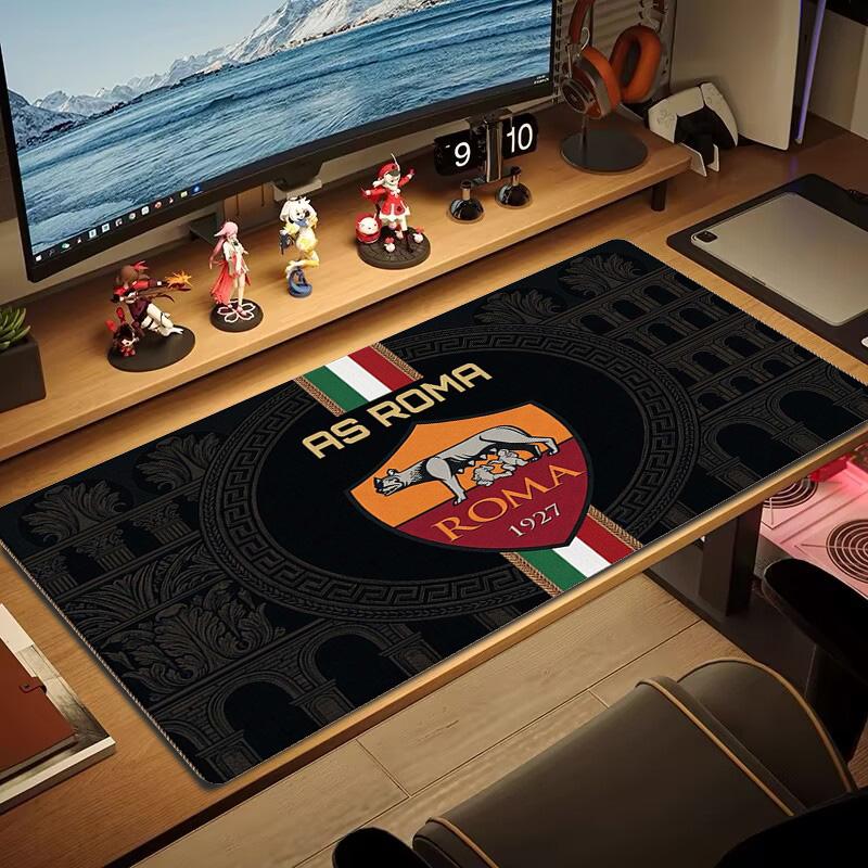 AS Roma Logo Color Mouse Pad Large Gaming Table Cushion Non-slip Laptop Tablet Big Mousepad XXL Mat Mini PC Playmat With Lock edge