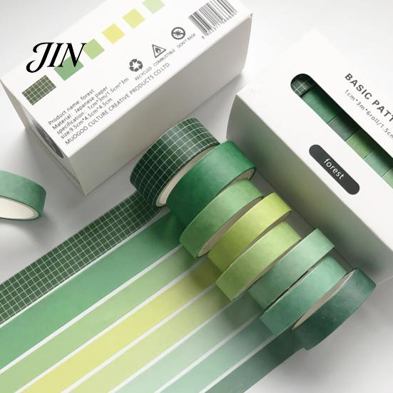 Japanese Paper Tape 8 Rolls Washi Set, Decorative Stickers, Aesthetic Solid Color Tapes for Scrapbooking Supplies, Journaling Junk Journal,