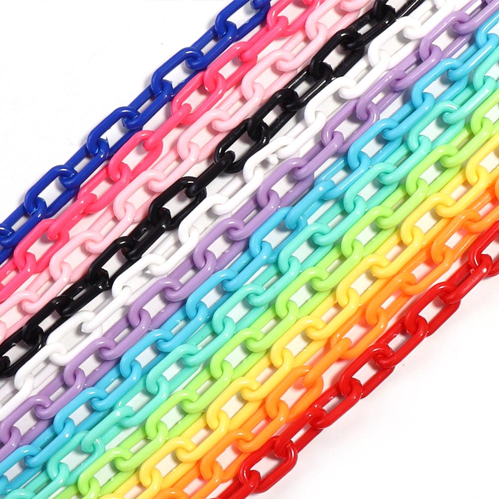 10pcs 50cm Colorful Acrylic Link Chains Extension Chains For Jewelry Making DIY Necklace Bracelet Keychain Bag Chain Accessories