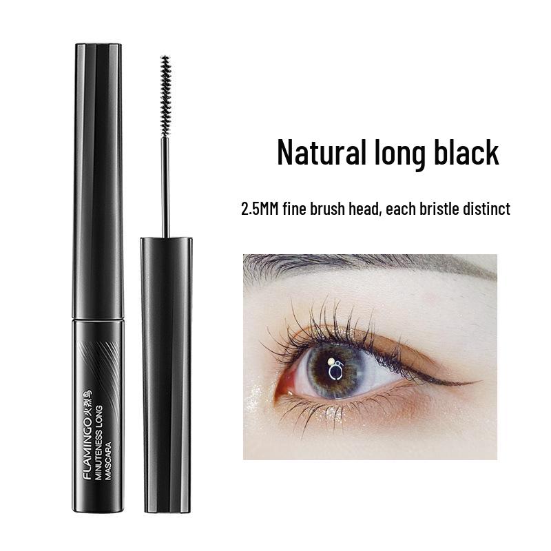 Flamingo Precision Mascara: Fine Brush for Lash Separation, Lengthening, Sweat & Smudge-Proof, Perfect for Lower Lashes.