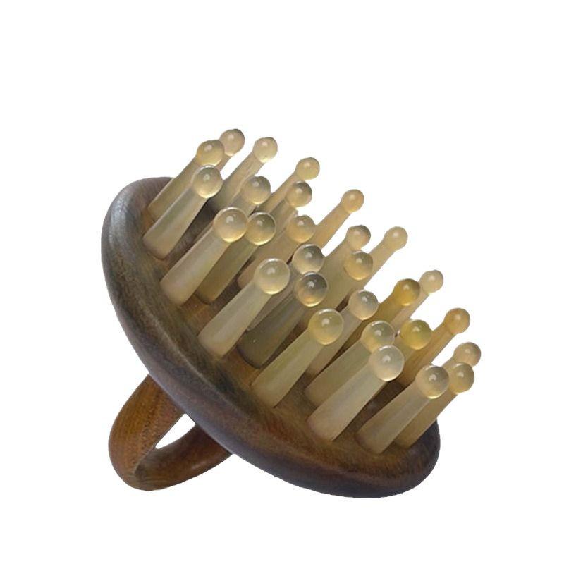Horn 28-Pin Massage Comb for Meridian Therapy & Shampoo